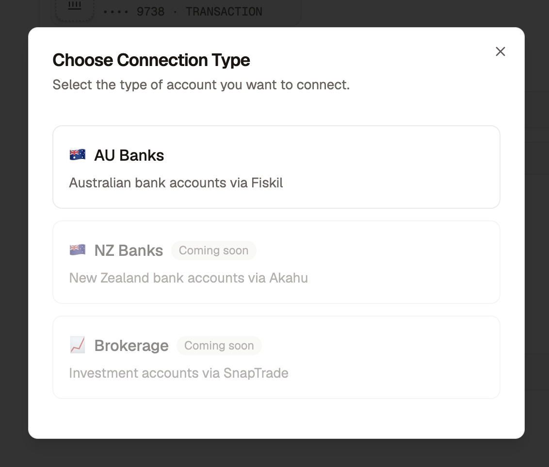 Choose Connection Type dialog