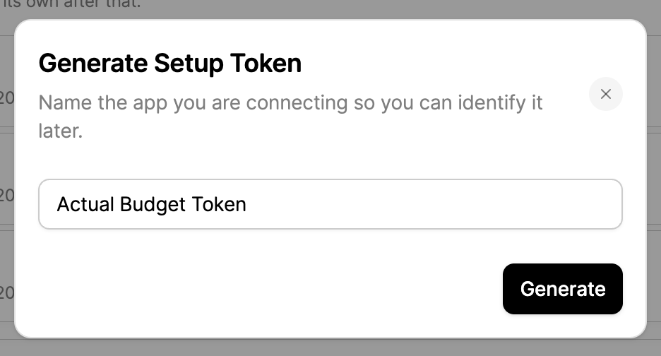 Naming the setup token