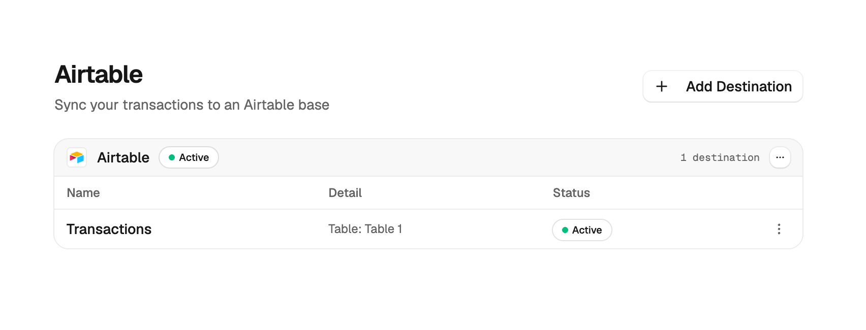 Airtable destination in Redbark
